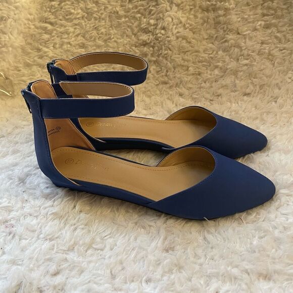 New in Box Dream Pairs Amiga faux leather suede Royal Blue ankle strap shoesSZ10 - Picture 8 of 12